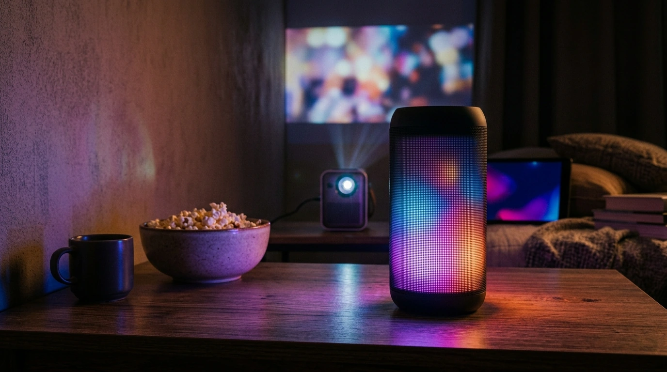 360° LED Bluetooth Speaker: 12 Colors, Cinema Sound
