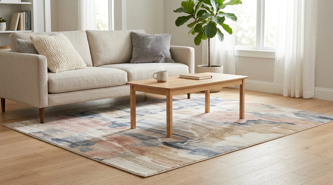 Watercolor Abstract Washable Rug: Modern, Soft & Easy Care