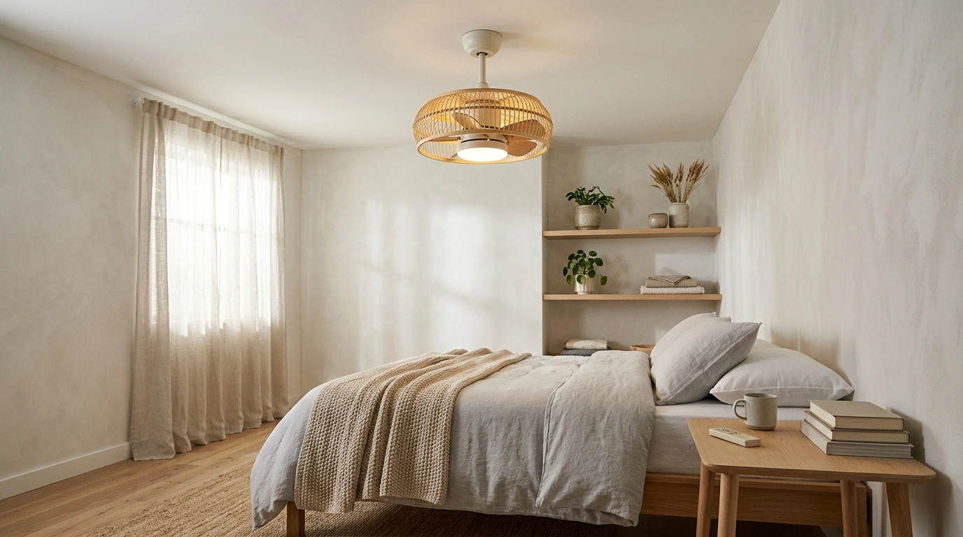 21" Bamboo LED Ceiling Fan: Remote, Timer + Light