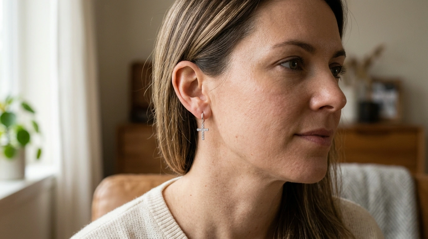 Sterling Silver Cross Earrings: Crystal Zirconia Shine