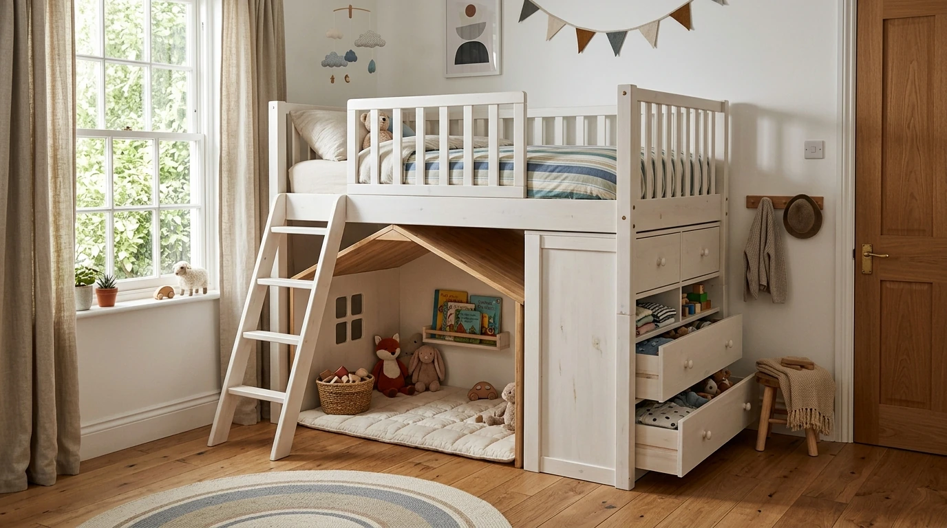 Twin Low Loft Bed: Storage + Playhouse in One