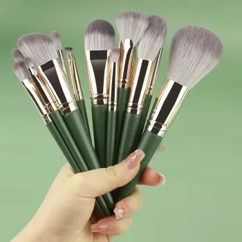 14-Piece Makeup Brush Set: Soft Wool + Bamboo Handles